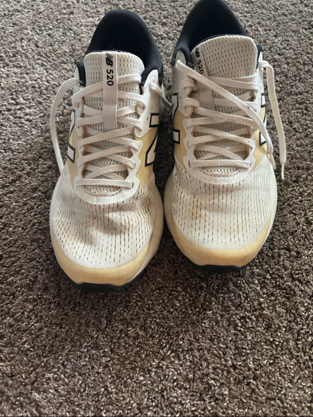 New Balance Men's White Black Yellow Athletic Running Shoes - Picture 3 of 5